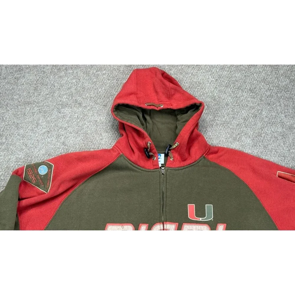 NCAA University of Miami Hurricanes Vintage Full Zip Long Sleeve Jacket Size 2XL